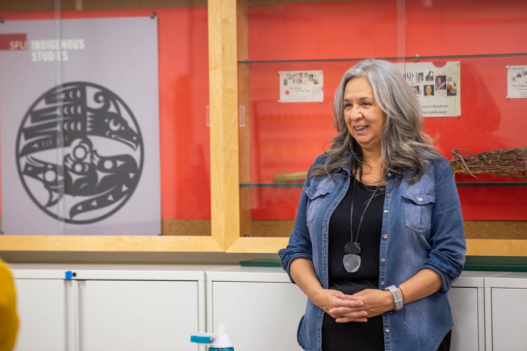Kicya7 Joyce Schneider, a professor in Indigenous Studies, teaching