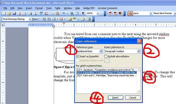 Using Cross reference In MS Word