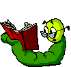 a cartoon worm reading