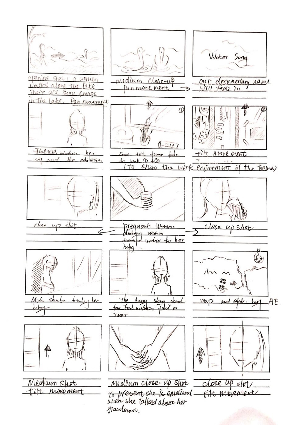 draft storyboard of film