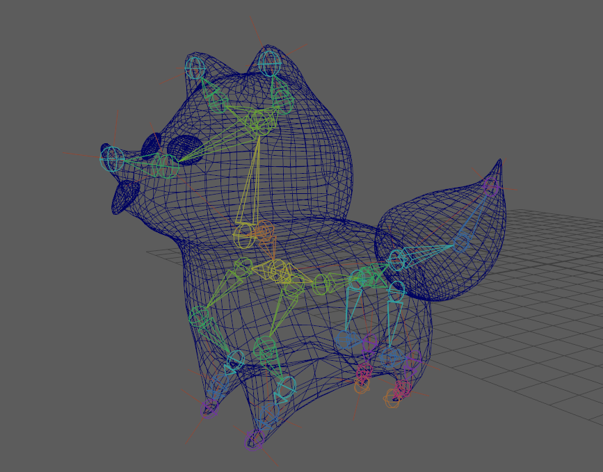 Raccoon model showing it's internal rig