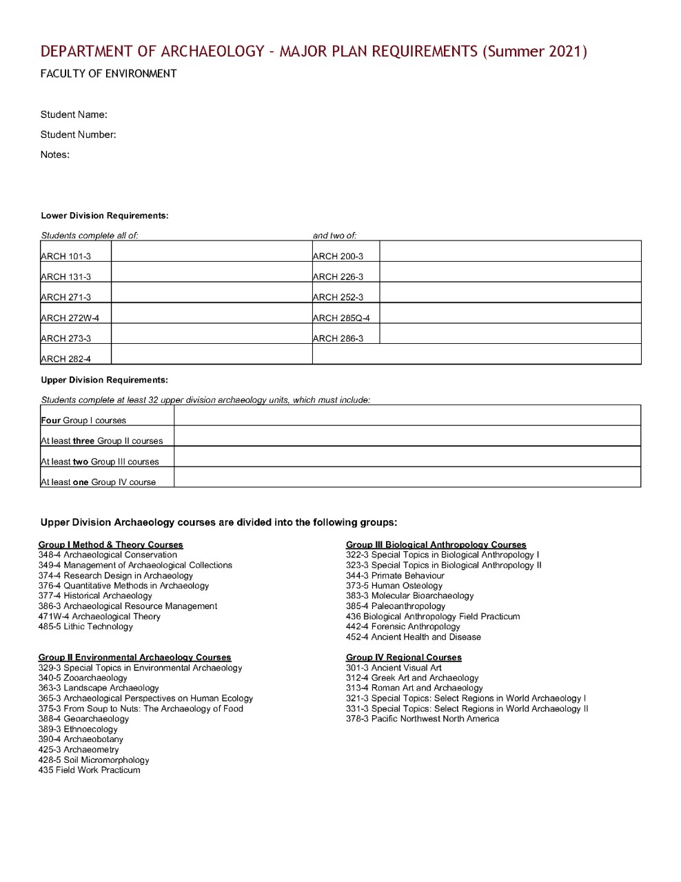Departmental Forms, Student Forms
