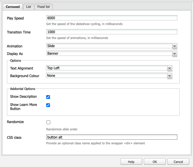 Carousel - CLF4 Display Styles - Content Management System - Simon 