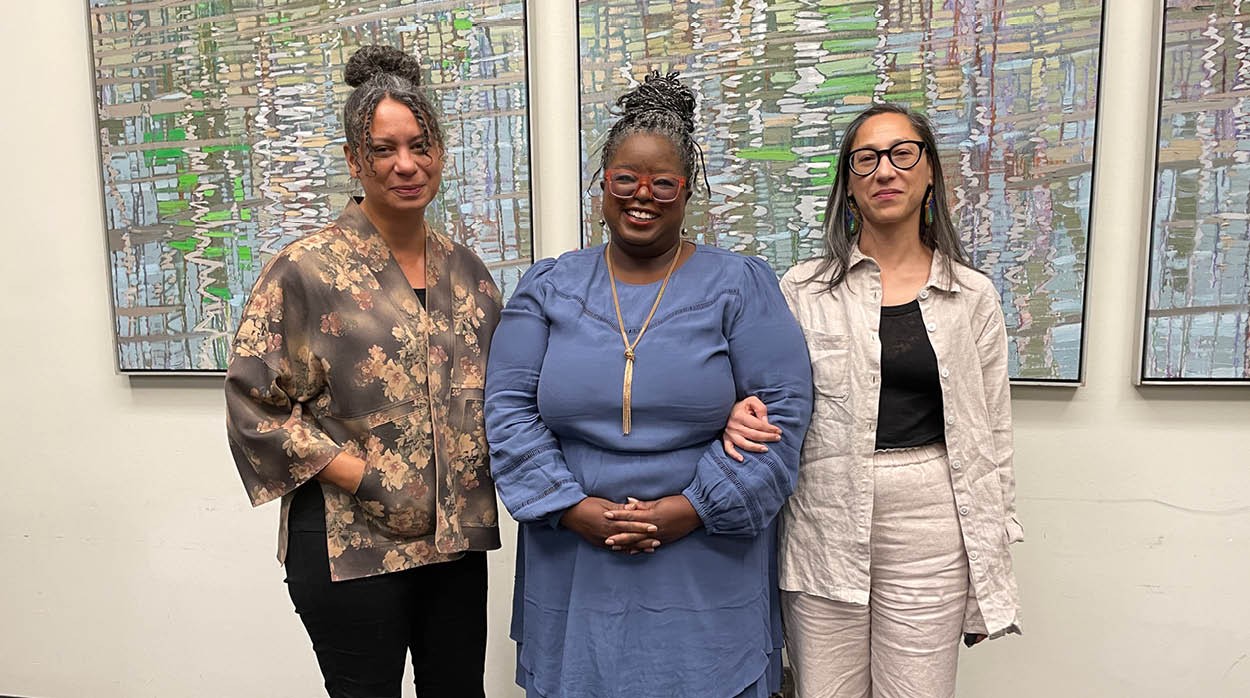 Standing from left to right: Cecily Nicholson, Junie Désil, and Mercedes Eng