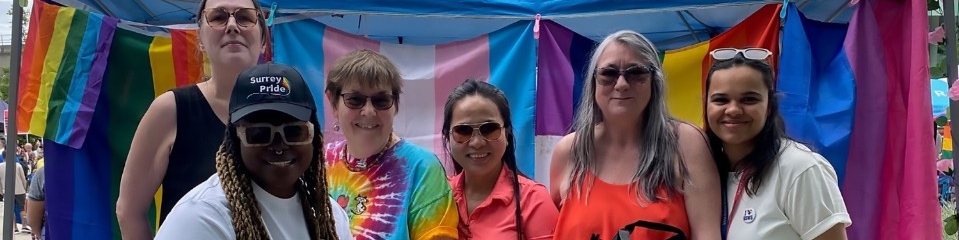 GSWS alumni, professors, and students volunteering at Surrey Pride in 2024