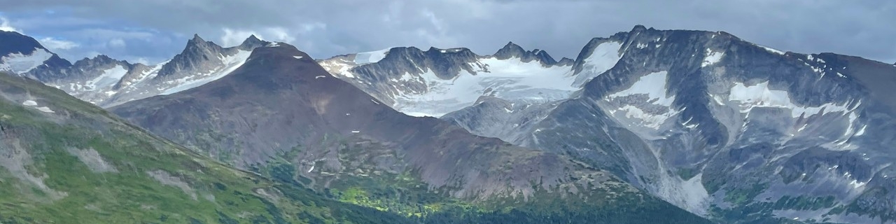 A scenic image of mountains with blue sky and forest