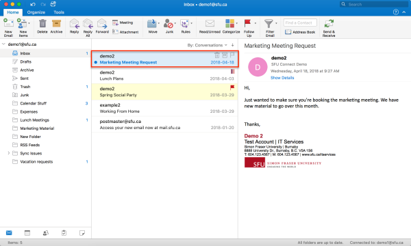 highlight unread messages in outlook 2016 on mac