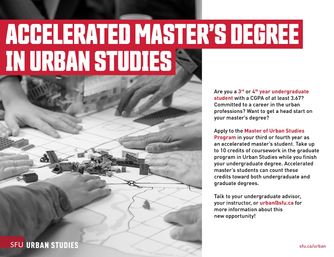 Information slide for the Accelerated Master's Degree in Urban Studies