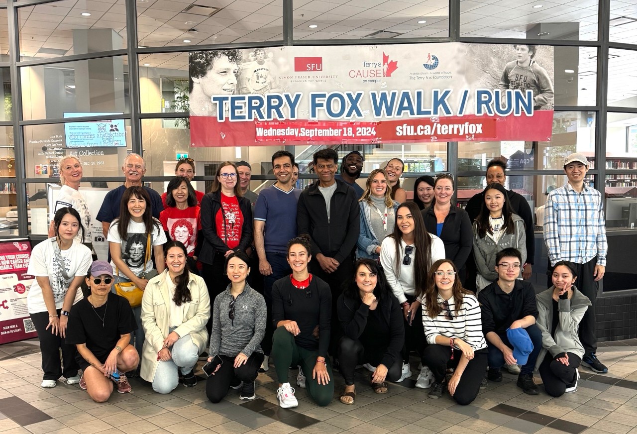 Terry Fox participants take a group photo before embarking on their run/walk