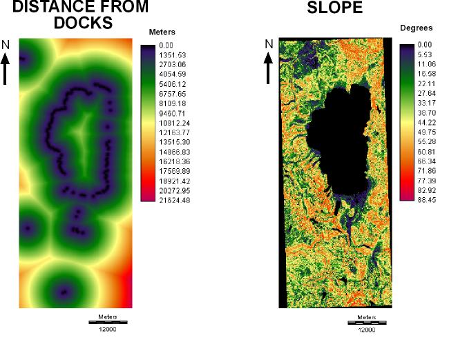 Distance fom docks and slopes