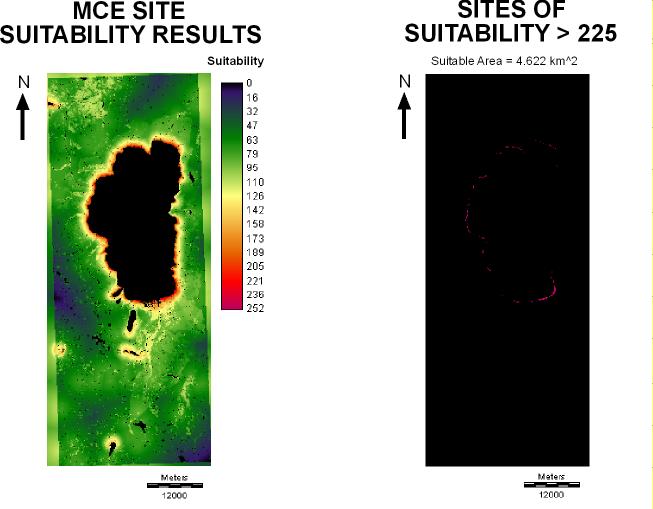 Multi-criteria evaluation results for lake station