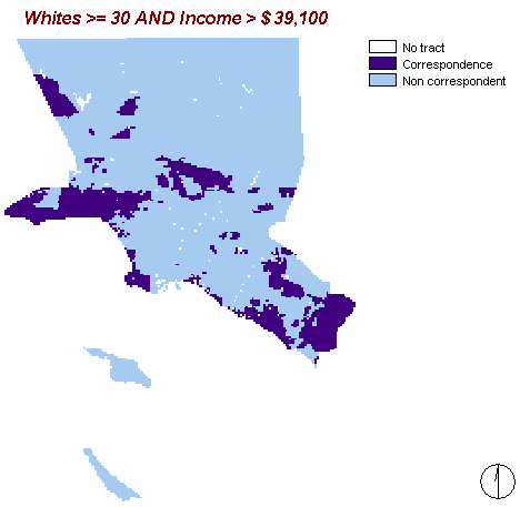 Whites >= 30% AND per capita income > $ 39,100