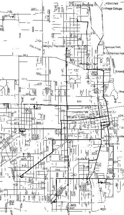 Kenosha Trolleybus Route Map