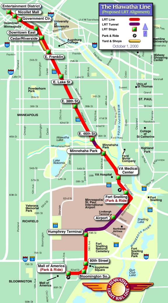 Minneapolis Light Rail System and Map
