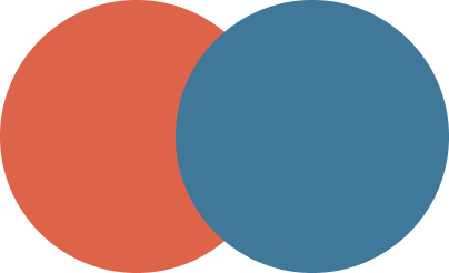 an image of an orange circle and dark blue cirlce