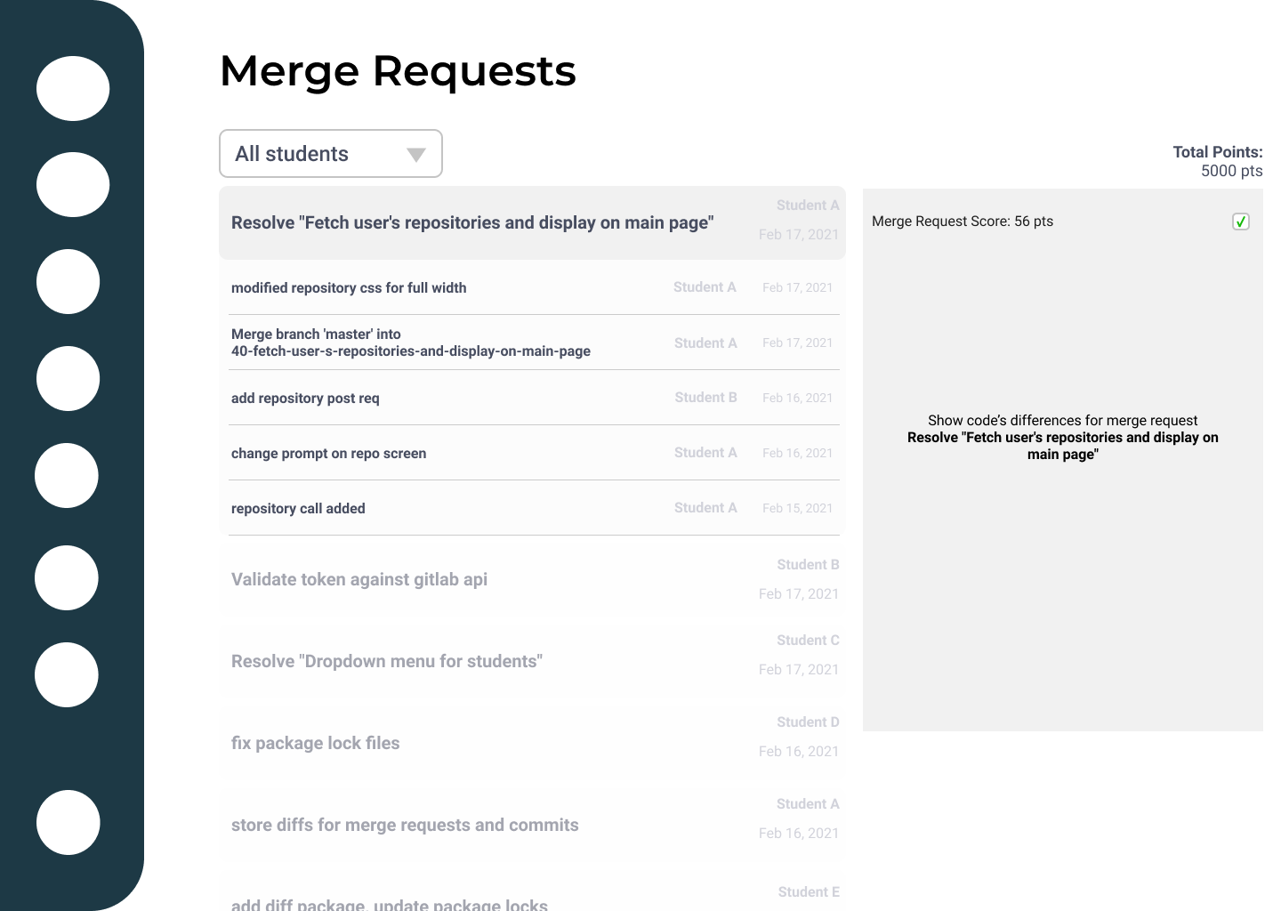 Merge Request page preview with navigation bar closed