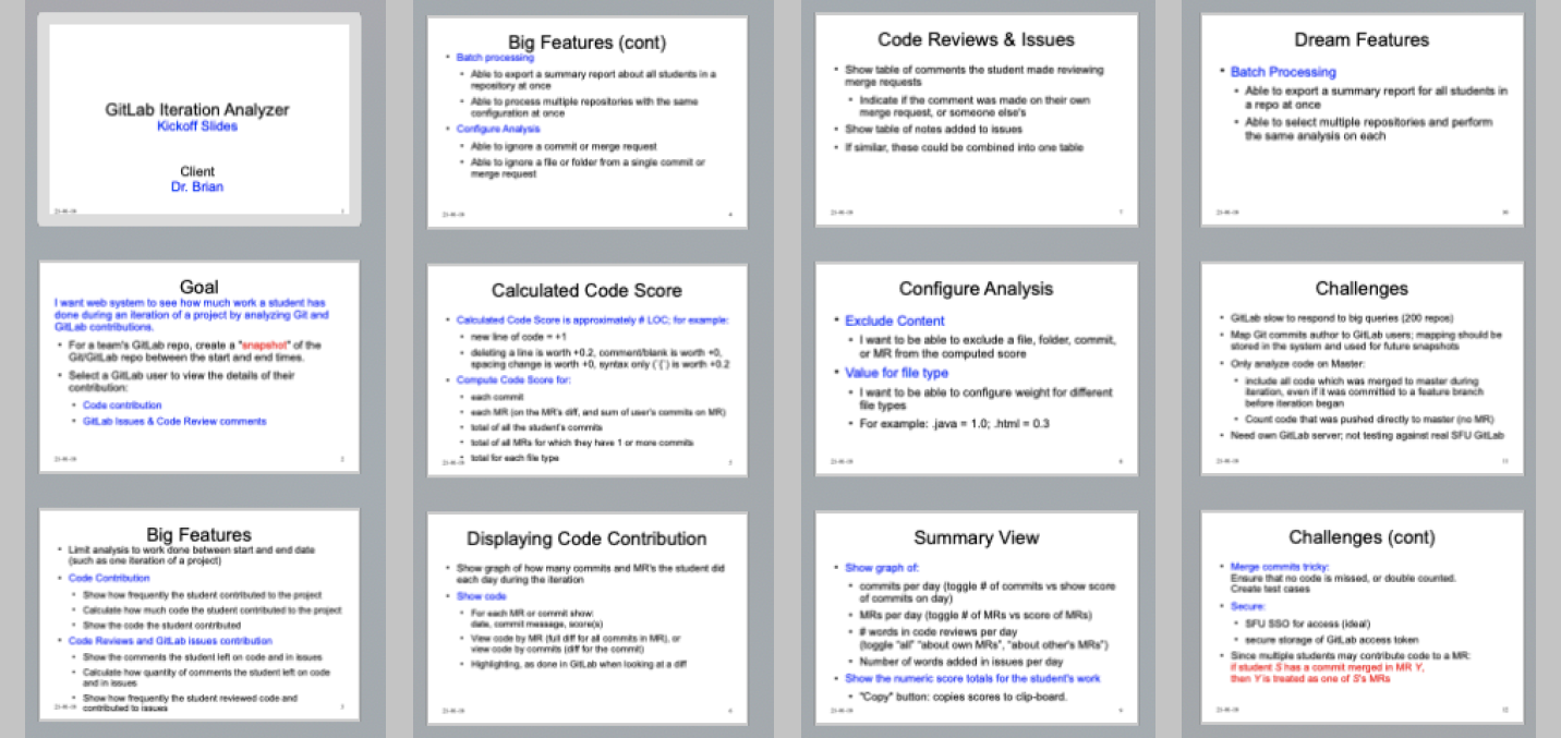 GitLab Iteration Analyzer project requirements