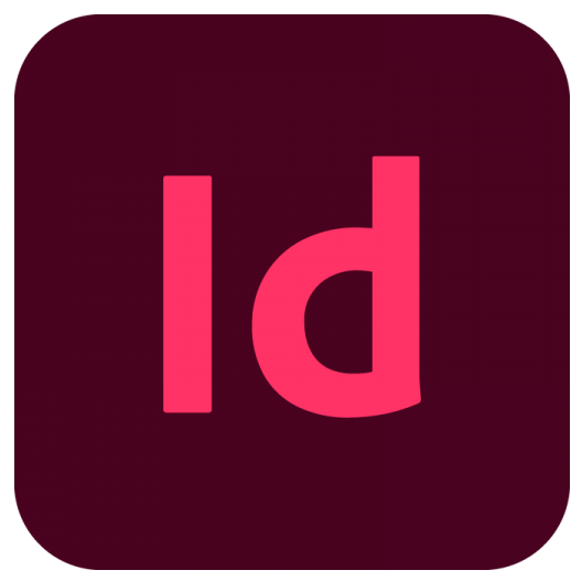 InDesign logo. Letters i and d in magenta on a burgundy background.