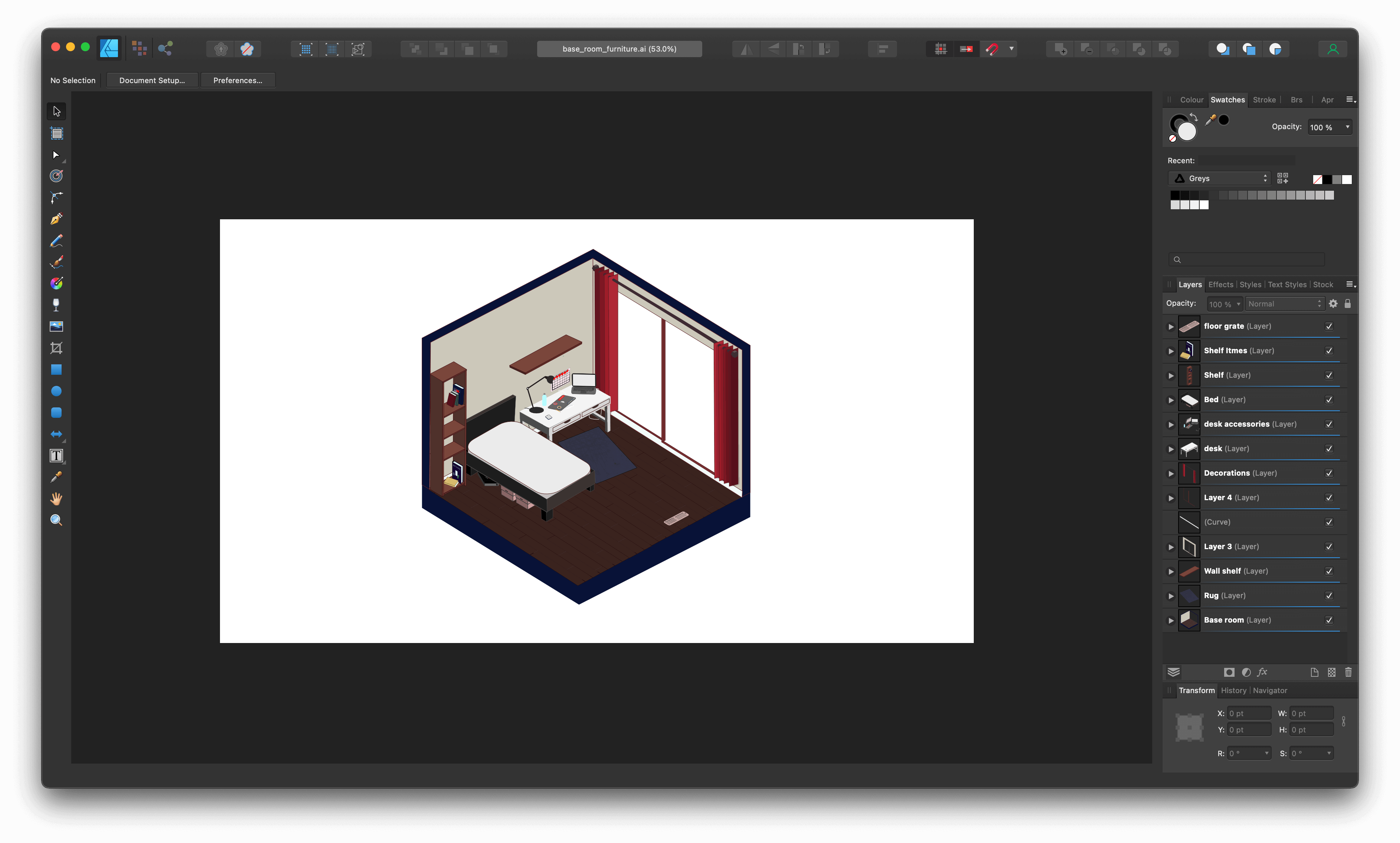 screenshot of initial design in Affinity Designer