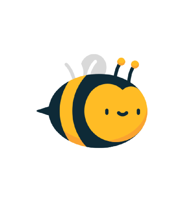 A cartoon smiling bee