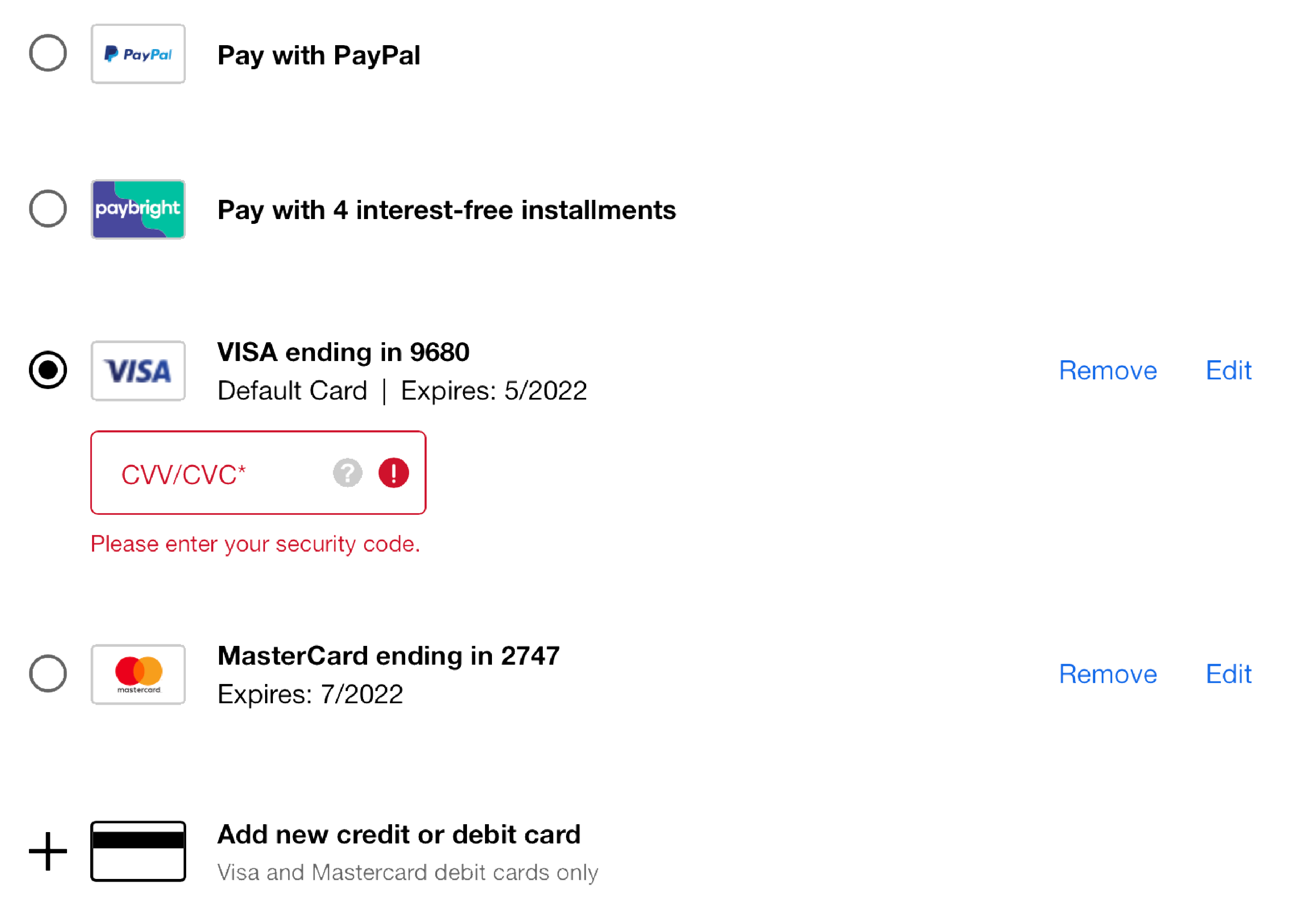 paymend method