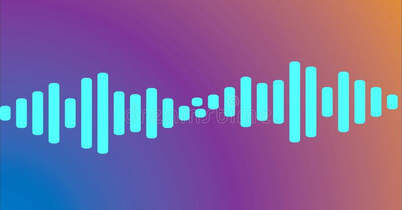 a bright blue sound wave illustrations on colourful gradient background 