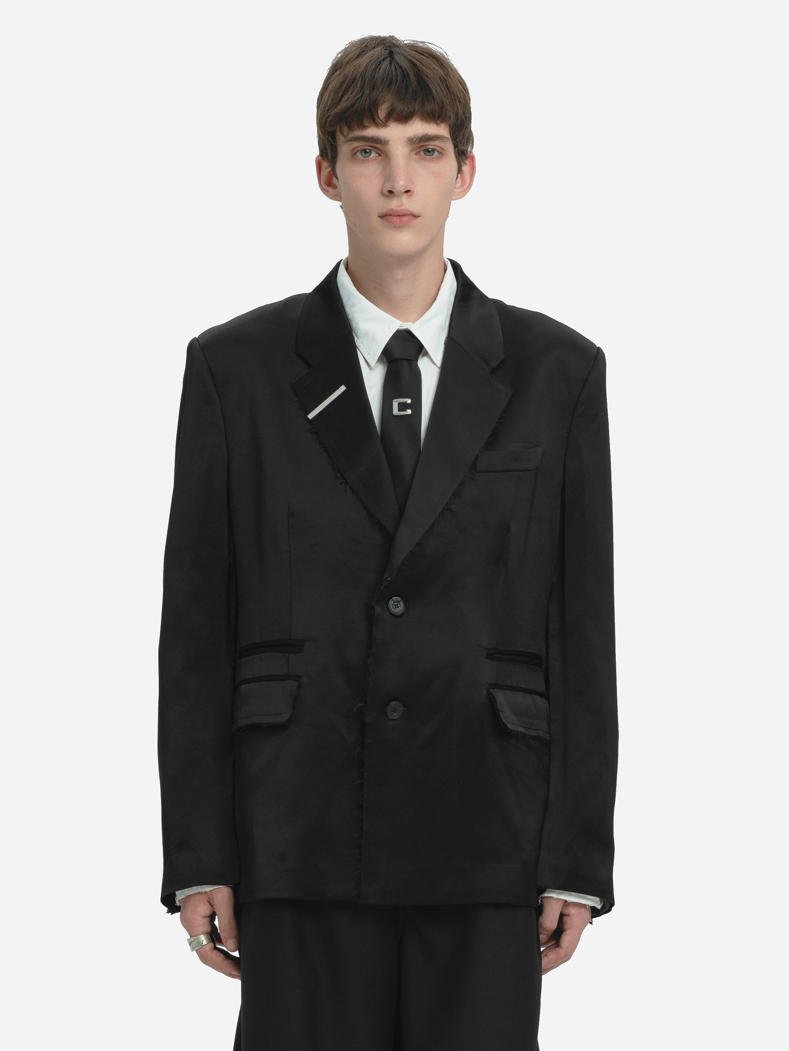 Inside-out Panelled Smoke Tailored Jacket