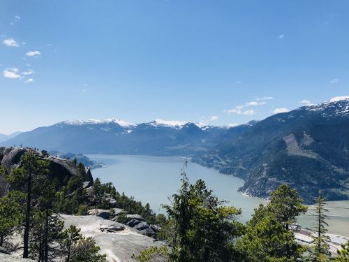 The mountain top view at Stawamus Chief Provincial Park.