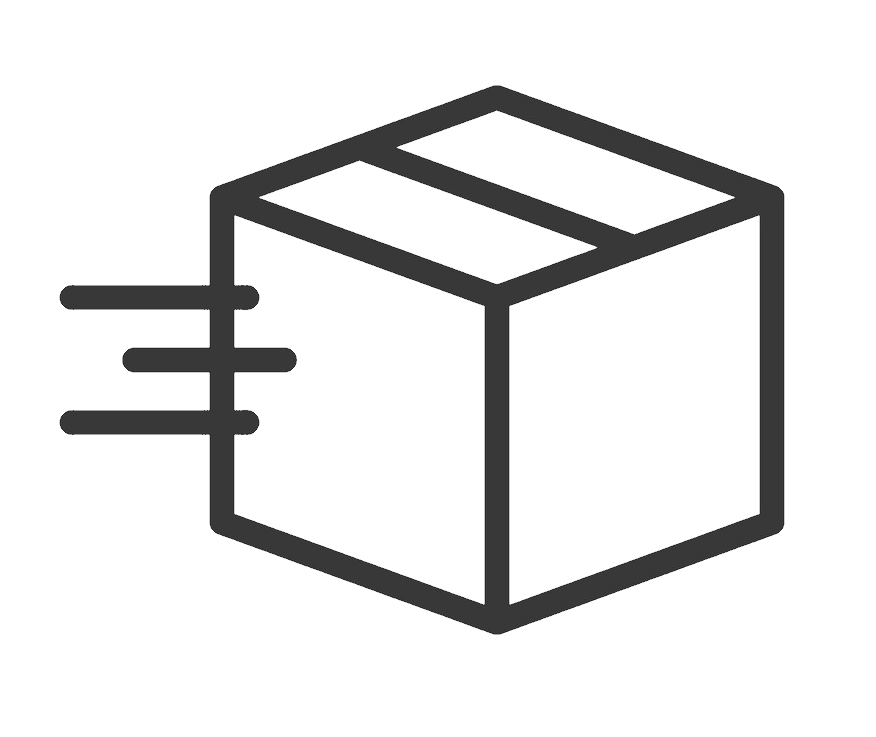black outline of a box icon