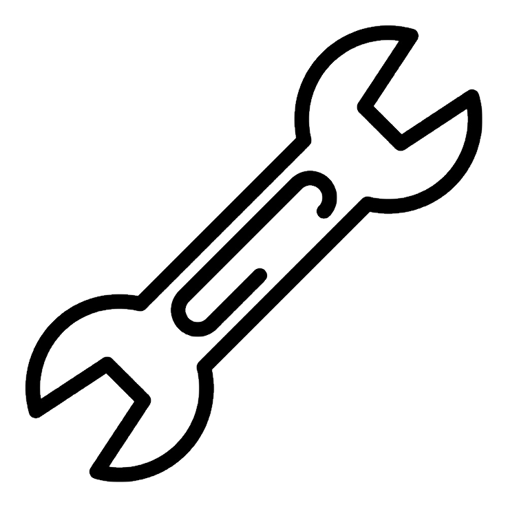black outline of a wrench icon
