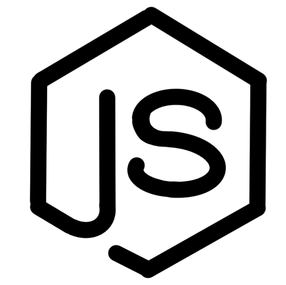 black and white Node.js logo