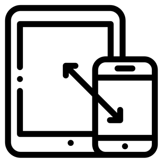 black and white icon of an ipad and iphone