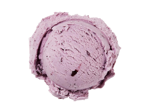 A scoop of Hucklyberry ice cream.