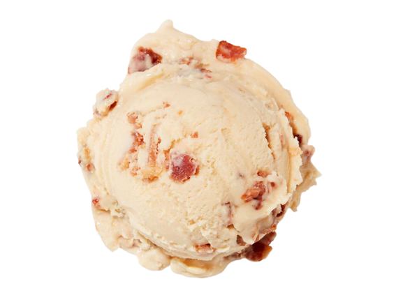 A scoop of Maple Bacon ice cream
