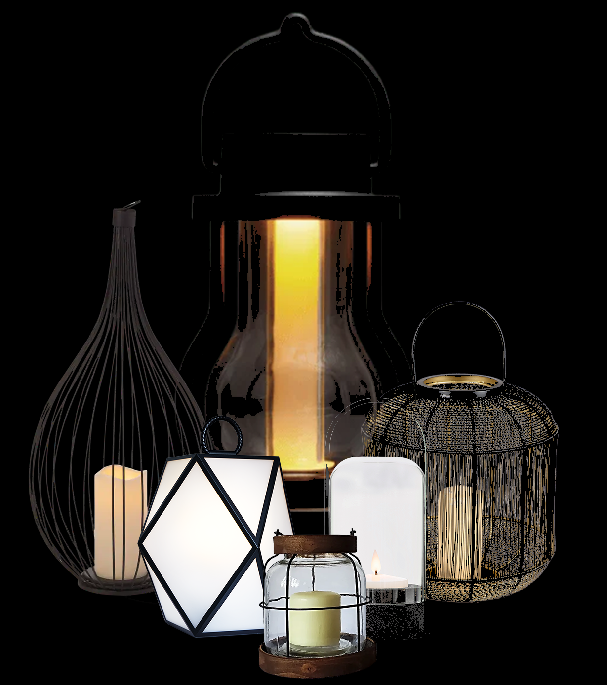 various sizes and types of candle lanterns