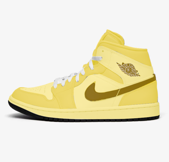 A yellow Air Jordan shoe