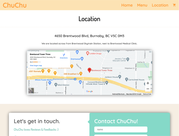 ChuChu Location section in Home page