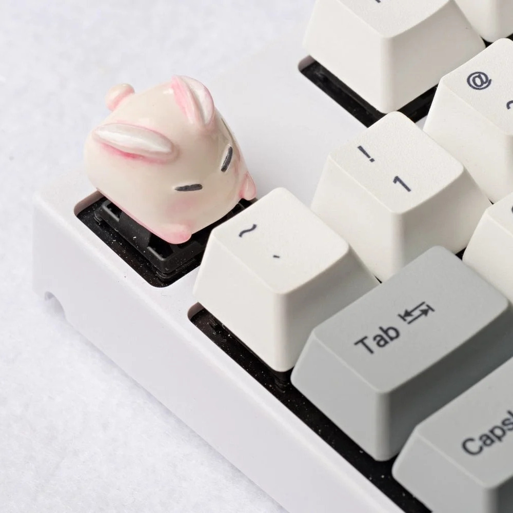 light pink bunny artisan keycap