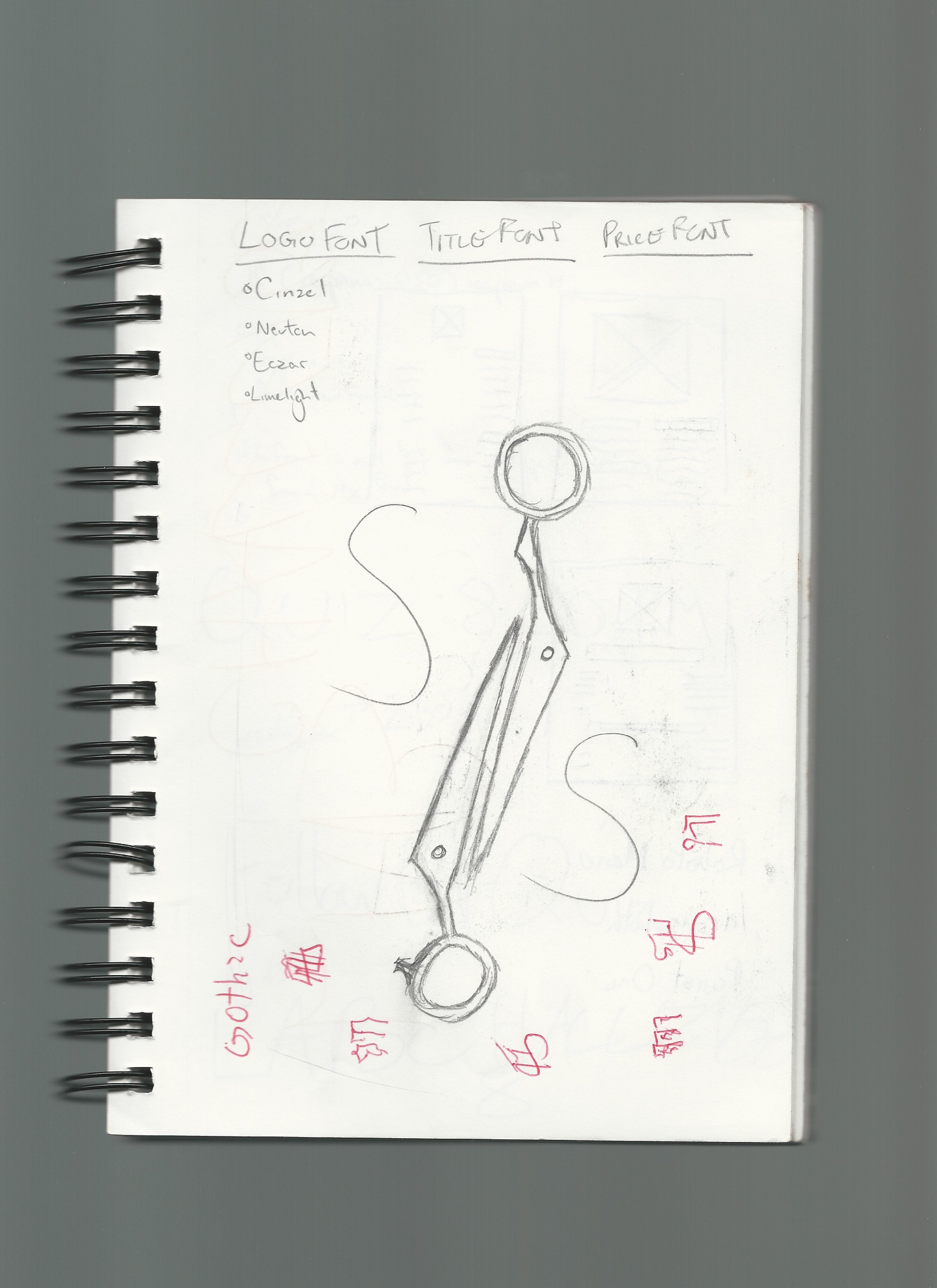 monogram scissor logo sketch with clean edges