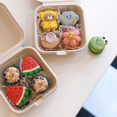 various seasonal macarons in a box