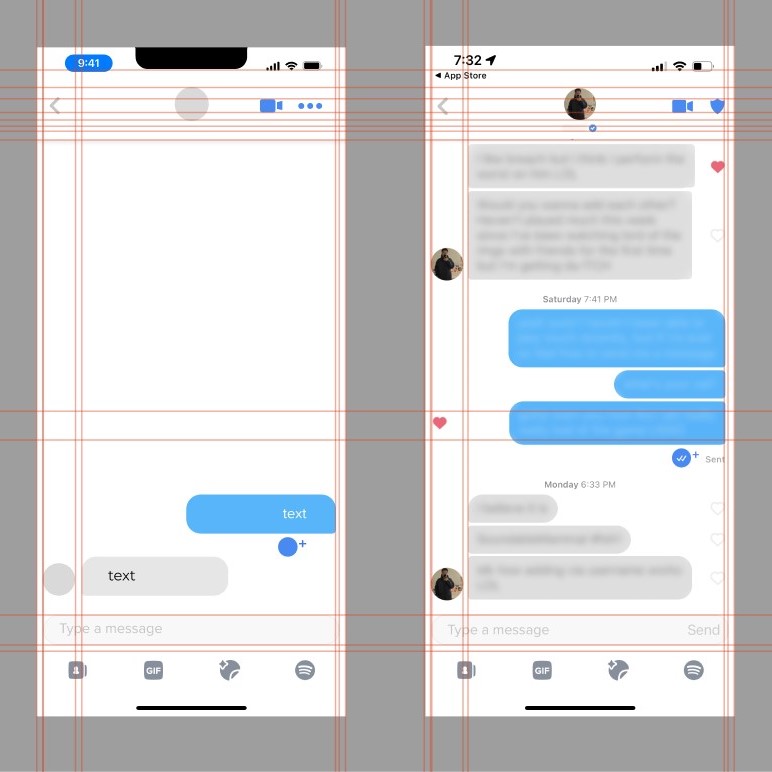 Recreating the chat screen of the iOS version of Tinder