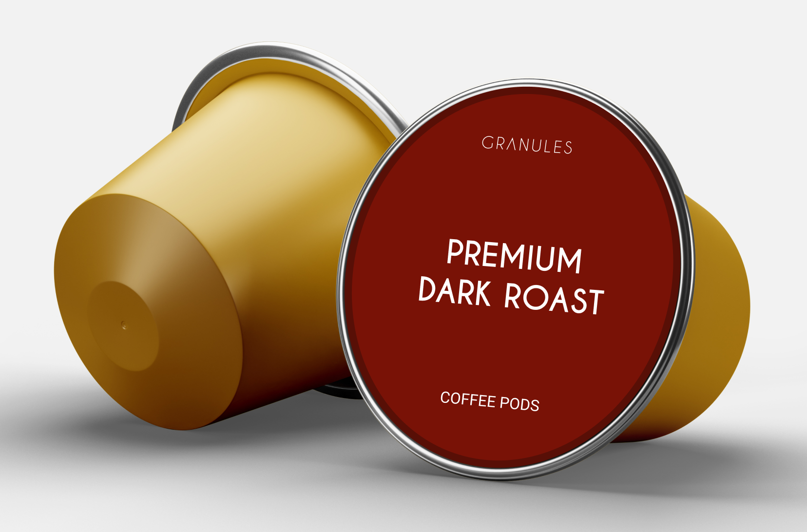 branded product mock up of coffee pod for dark roast coffee