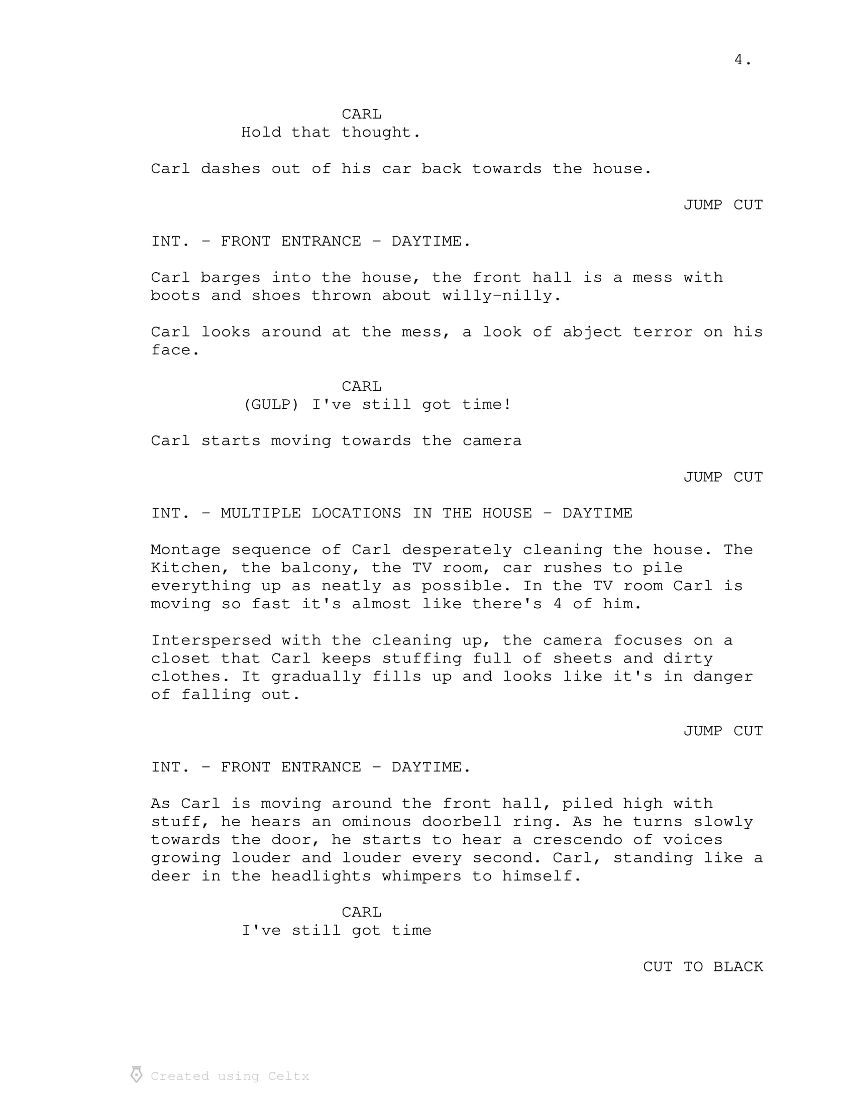 Ending sequences script, dialogue in different break line