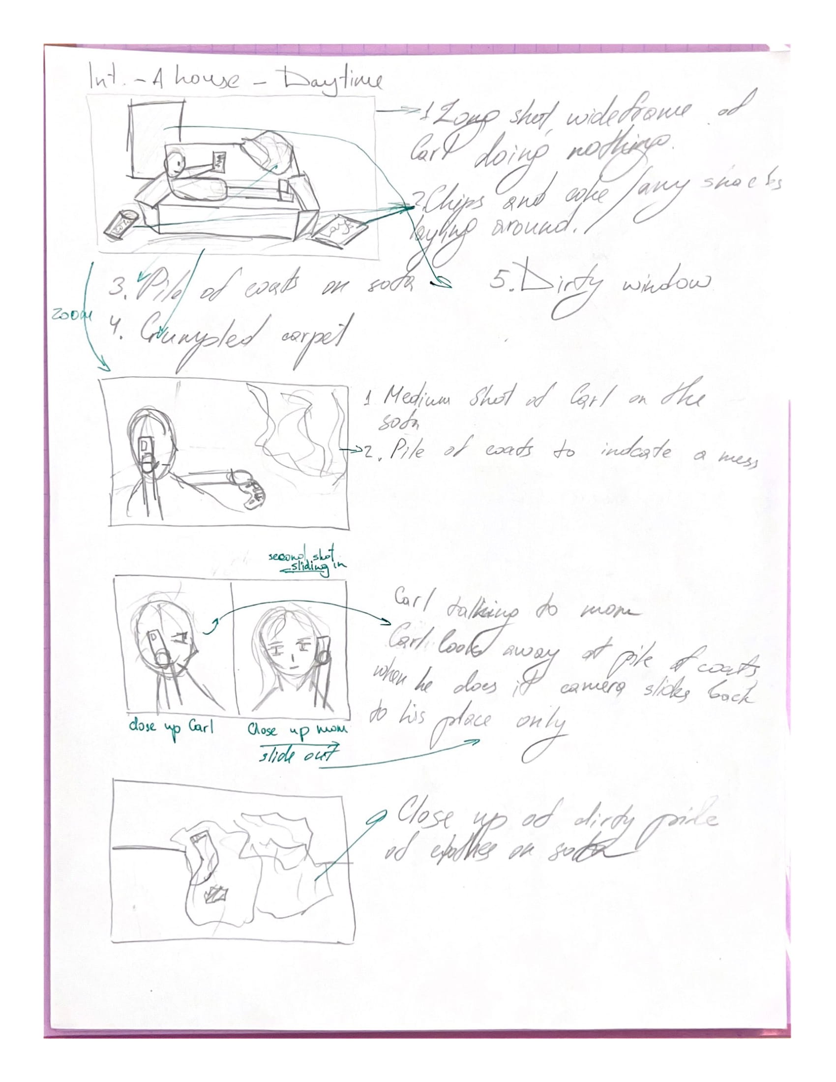 Hand draw picture showing the beginning scene and some quotes