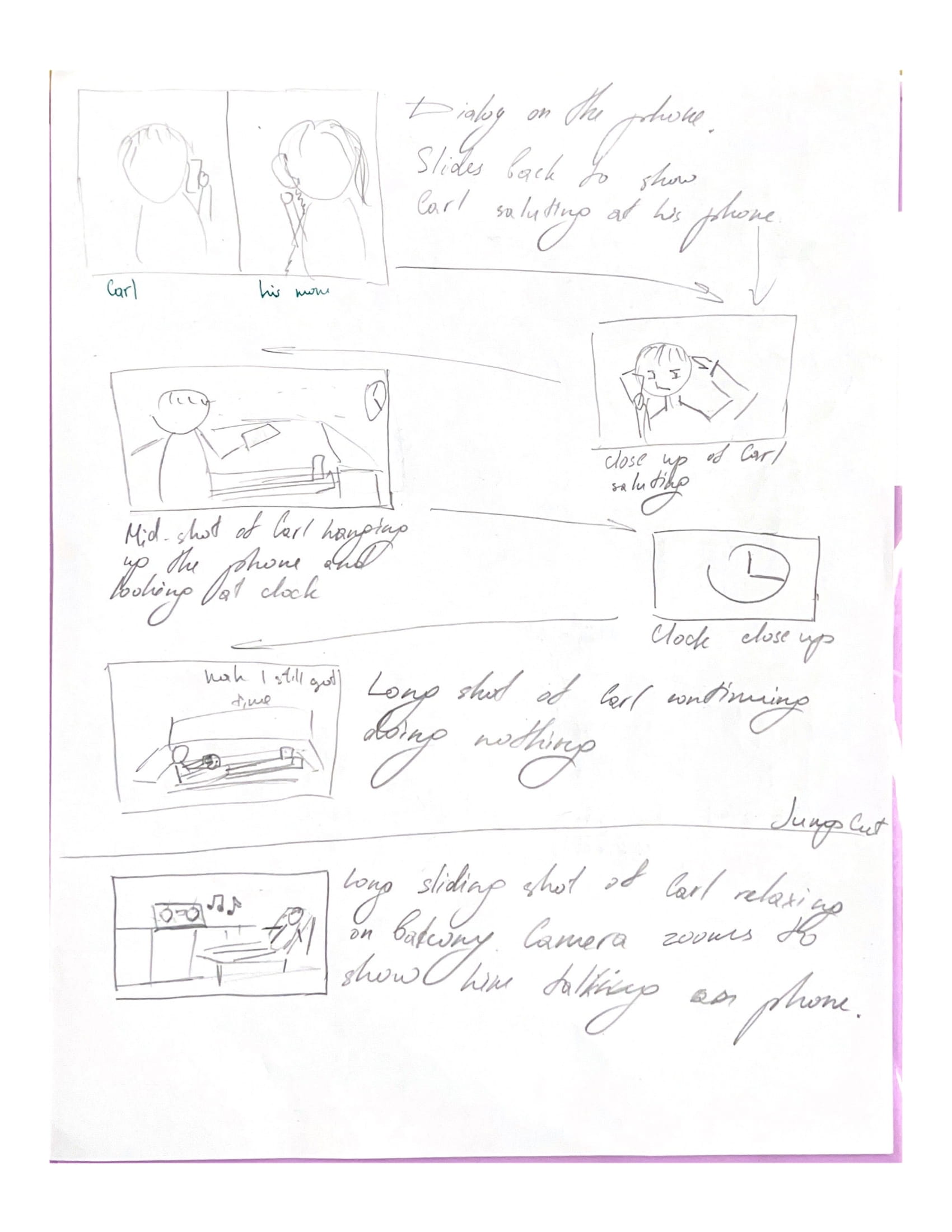 Hand draw picture showing the second scene and some quotes