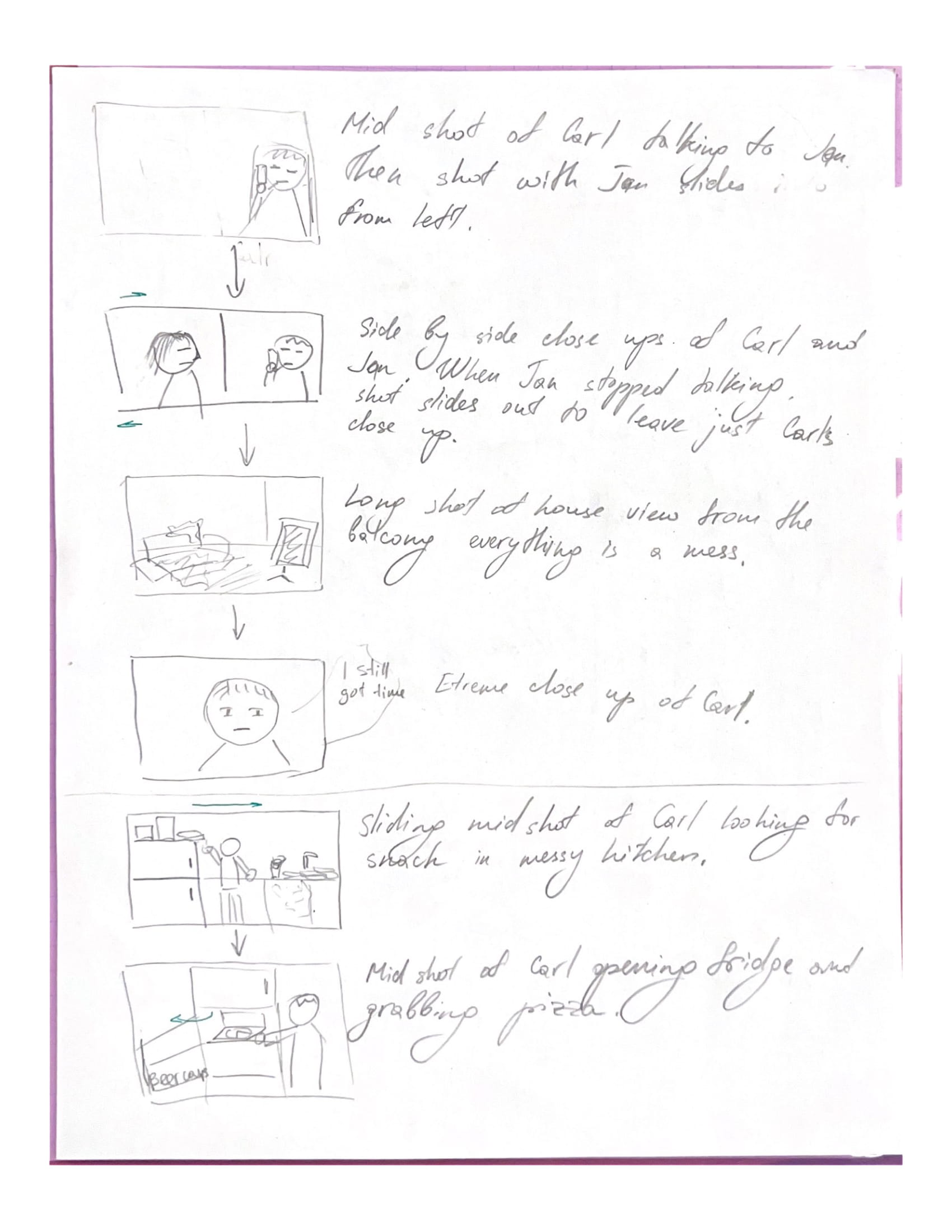 Hand draw picture showing the third scene and some quotes