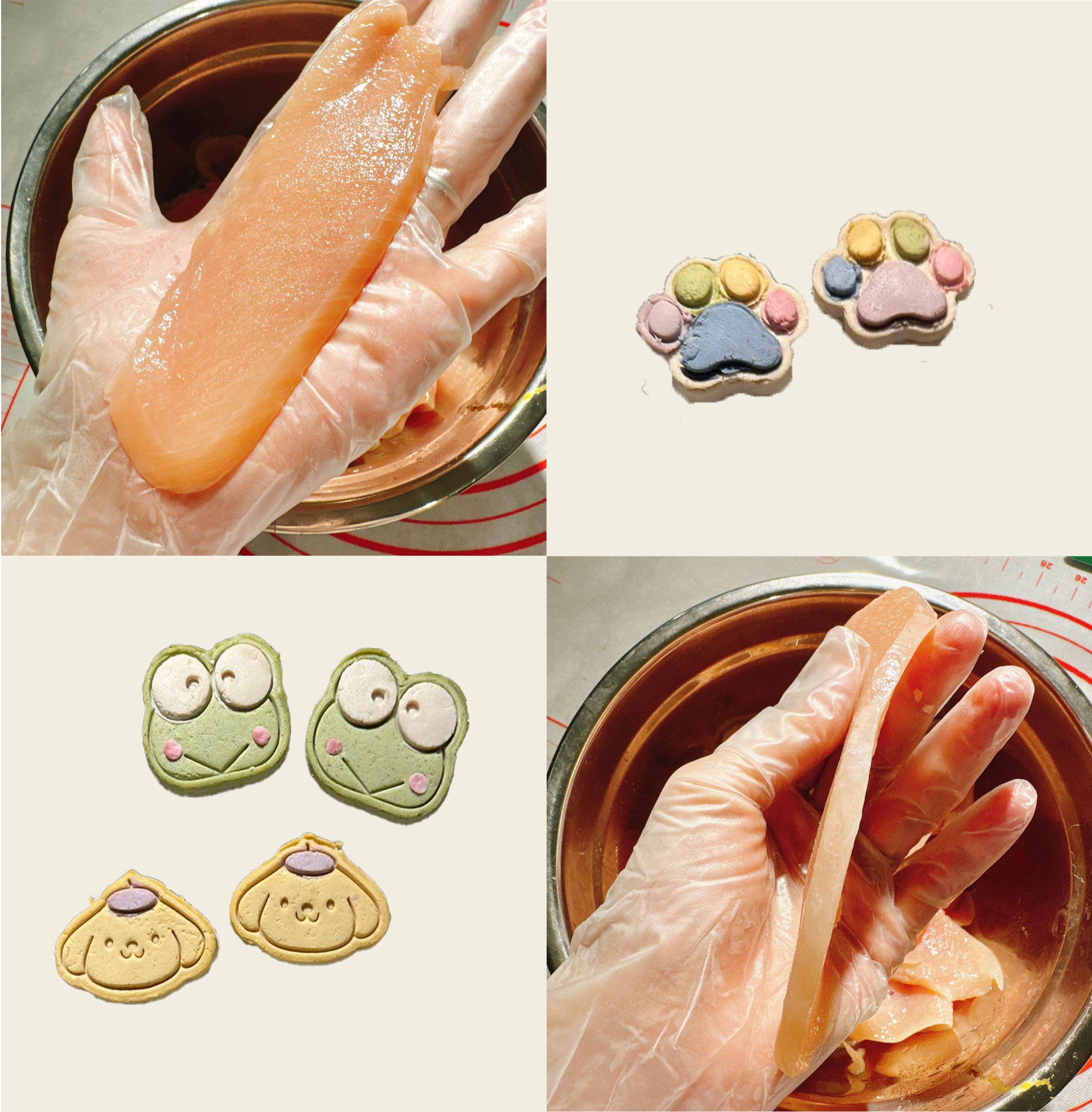 Collage picture of some cute biscuits and the process of making cookies