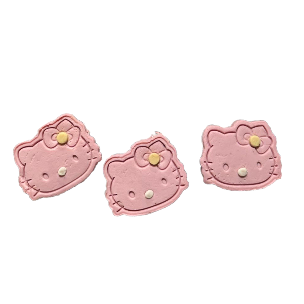 three pink hellokitty cookies