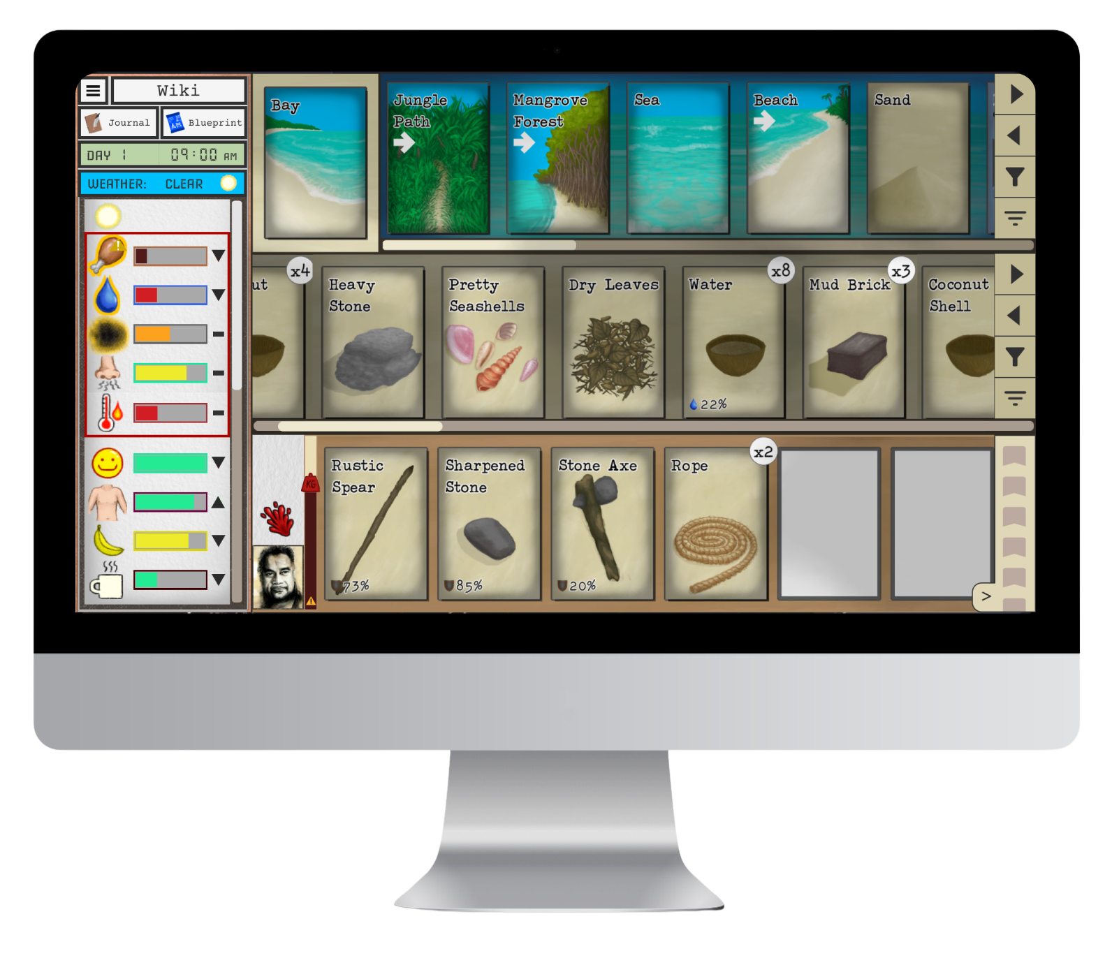 the Card Survival game interface shown on a mac computer