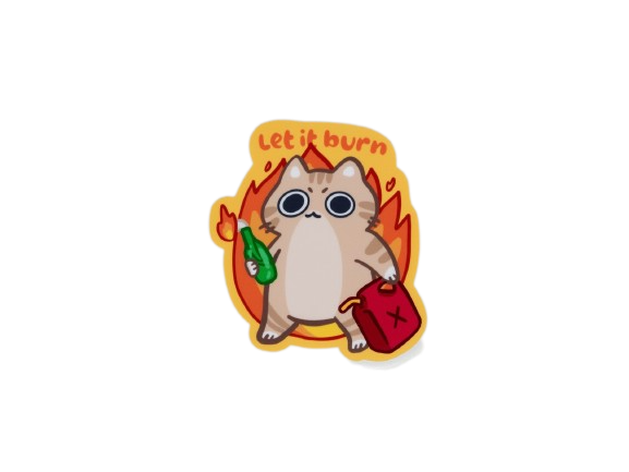Arson Cat Sticker with the backround removed